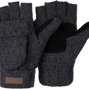 ViGrace Winter Knitted Convertible Fingerless Gloves Wool Mittens Warm Mitten Glove for Women and Men