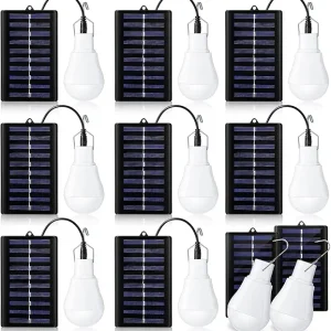 VIHOSE 8 Pcs Solar Light Bulbs Solar Powered Light Portable Emergency Light Bulb Waterproof LED Bulb Solar Camping Tent Light Indoor Outdoor Shed Night Fishing Chicken Coop
