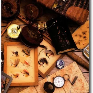 Vintage Fly Reels and Lures with Rod #1 Wall Picture 8x10 Art Print