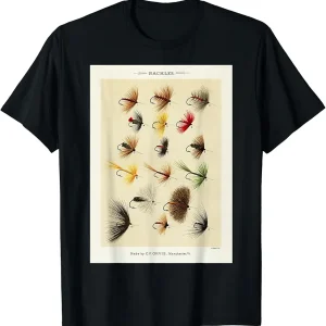 Vintage Hackles Fishing Flies Mary Orvis Fisherman Art T-Shirt