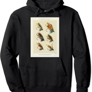 Vintage Salmon Fishing Flies Mary Orvis Fisherman Art Pullover Hoodie