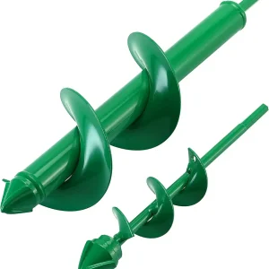VUDECO Garden Auger Drill Bit for Planting 2 PCS, Bulb Planter Tool, Auger Post Hole Digger, Easy Garden Drill Auger Bit Planting, Spiral Drill Bit, Earth Planting Auger for Cordless Drill - Green