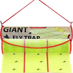 W4W, Giant Sticky Fly Trap Roll - MAX Strength - Outdoor/Indoor - Non Toxic - for Flies and Other Bugs (2 Pack- Contains 2 Giant Fly Rolls)