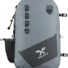 Waterproof Fishing Backpack with Rod Holder, Inflatable Air Valve, Gear Loops, Submersible Zipper (Gray)