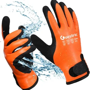 Waterproof Winter Gloves for Men & Women, Abrasion-Resistant Insulated Work Gloves for Cold Weather, Strong Grip Freezer Gloves for Construction, Fishing, and Skiing(Orange M)