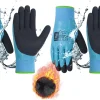 Waterproof Winter Work Gloves Men Women,Cold Weather Insulated Work Gloves Thermal Liner Superior Grip Latex Coating Warm for Outdoor (Large-2 pairs, Sky Blue)