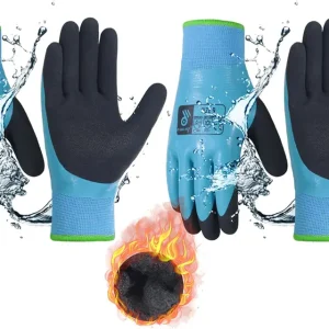 Waterproof Winter Work Gloves Men Women,Cold Weather Insulated Work Gloves Thermal Liner Superior Grip Latex Coating Warm for Outdoor (Large-2 pairs, Sky Blue)
