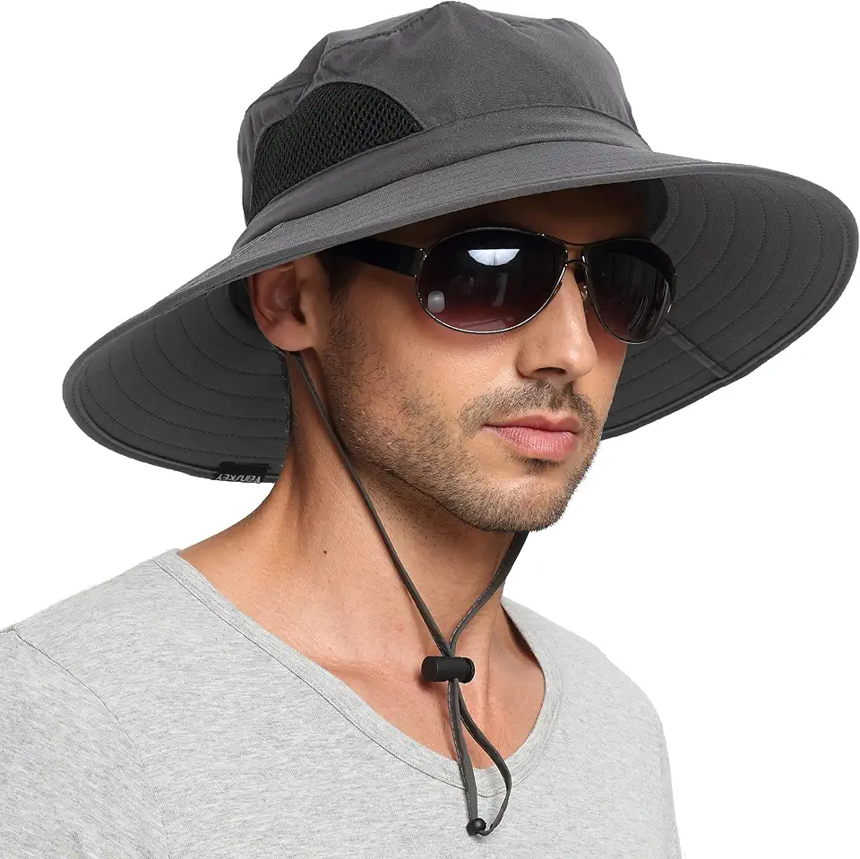 Wide Brim Sun Hat, UPF 50+ UV Protection Waterproof Packable Bucket Hat for Men & Women, Fishing Hiking Beach Garden