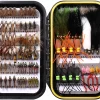 Wifreo Fly Fishing Flies Assortment with Waterproof Fly Box, 28/40/64/92/120pcs Dry/Wet/Nymph/Streamer Flies, Trout/Bass/Panfish/Salmon Fishing Flies