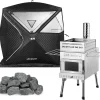 WillowyBe Portale Outdoor Sauna Set with Tent, Dry Sauna Wood Stove, Driftwood-infused Cooking for Friends