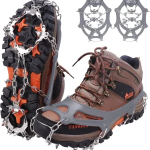 WIN.MAX Crampons for Shoes, Traction Cleats Ice Snow Grips with 19 Stainless Steel Spikes, Shoe Talons Anti - Slip Boots Spikes for Walking, Jogging, Climbing and Hiking