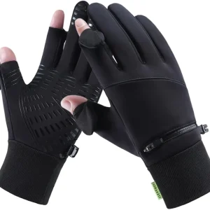 Winter Fingerless Cycling Gloves for Men & Women, Windproof Cold Weather Touchscreen Fishing Gloves for Motorcycle Hunting Driving Ski