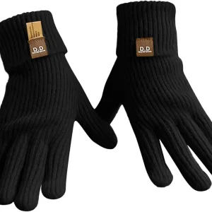 Winter Gloves for Women Men Windproof Touchscreen Cold Weather Glove for Texting Driving Cycling Hiking (Black, One Size)