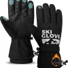 Winter Gloves Men, Snow Ski Gloves Waterproof Windproof Warm Thermal Gloves for Women, 5-Finger Touchscreen Gloves for Driving Workout Running Hiking Cycling Snowboarding