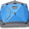 Winter Ice Fishing Tent Thickened Cotton Warm Outdoor Camping Tent for 5-8 Person Ice Fishing Shelter Portable Ice Shanty Tent, Blue, 147x147x165cm