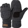 Winter Knitted Fingerless Wool Gloves Thermal Insulation Warm Convertible Mittens Flap Cover for Men Women