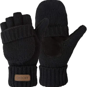 Winter Knitted Fingerless Wool Gloves Thermal Insulation Warm Convertible Mittens Flap Cover for Men Women