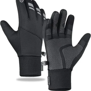 Winter Warm Gloves, Thin Windproof Waterproof Therma Non-Slip Palm, Flexible Touch Screen Finger for Men and Women Cold Weather Cycling, Driving, Hiking, Snow