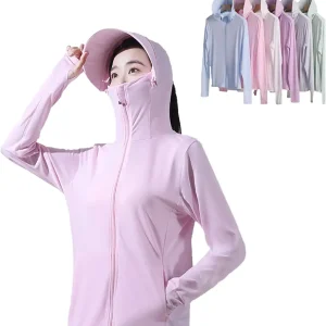 Woman Sun Protection Hoodie Jacket Lightweight UPE50+ Sun Blocking Coat with Pocket Long Sleeve Shirt Hiking Outdoor
