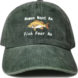 Women Want Me Fish Fear Me Embroidered Baseball Caps