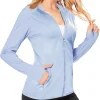 Women's Athletic Jackets Lightweight UPF 50+ Sun Shirts Long Sleeve Full Zip Up Quick Dry Running Workout Jackets