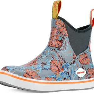 Women's Deck Boots Waterproof Ankle Rain Footwear Non-Slip Rubber Boots for Boating Fishing Gardening Farming