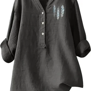 Womens Floral Blouse,Women's 2023 Long Sleeve Button Down V Neck Slim Fitted Shirts Fall Casual Ribbed Knit Tops