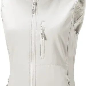 Women's Hooded Lightweight Softshell Vest Fleece Lined Windproof Zip Up Sleeveless Jacket for Hiking Golf Running