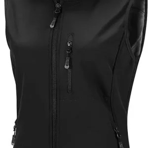 Women's Hooded Lightweight Softshell Vest Fleece Lined Windproof Zip Up Sleeveless Jacket for Hiking Golf Running