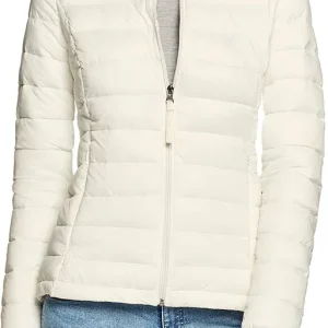 Women's Lightweight Packable Accent Puffer Jacket, Water-Resistant Winter Coat