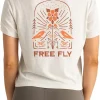 Women's Mellow Meadow Tee - Short Sleeve Fishing Shirts for Women, Cotton Blend Themed Nature Lover Graphic T-Shirt