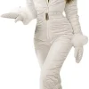 Womens One Piece Snowsuit Winter Warm Onesie Ski Suit Baggy Ski Outfits Outdoor Sports Cute Ski Jumpsuit Skiwear