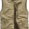 Womens Outdoor Jackets Vests Casual Full Zipper Sleeveless Hiking Fishing Vests Utility Travel Safari Cargo Vest with Pockets