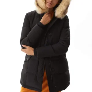 Women's Padded Jacket, Ladies Fur Hooded Thickened Vegan Down Long Parka Winter Outwear Warm Puffer Coat XS-XXL