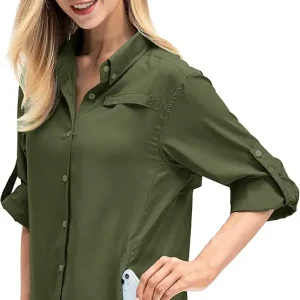 Women's Quick Dry Sun UV Protection Convertible Long Sleeve Shirts for Hiking Camping Fishing Sailing