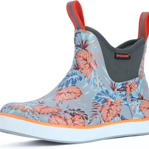 Women's Rain Boots, Waterproof Ankle Rubber Deck Boots, Insulated Neoprene Non-Slip Boots, Lightweight Outdoor Hunting Fishing Garden Boots for Women