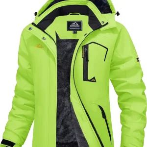Women's Ski Jacket Waterproof Insulated Snow Jacket Warm Windproof Winter Coats with Hood Fleece Lined Jacket