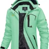 Women's Ski Jacket Waterproof Insulated Snow Jacket Warm Windproof Winter Coats with Hood Fleece Lined Jacket
