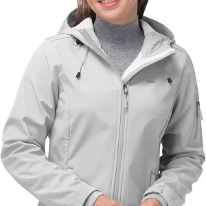 Women's Softshell Jacket, Fleece Lined Warm Jacket Light Hooded Windproof Coat for Outdoor Hiking