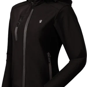 Women�s Softshell Jacket, Ski Snowboarding Jacket with Removable Hood, Fleece Lined
