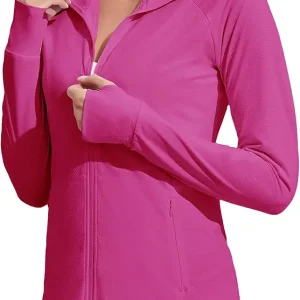 Women's UPF 50+ Jackets Sun Protection Golf Athletic Jackets Lightweight Full Zip Long Sleeve Shirts with Pockets
