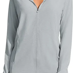 Women's UPF 50+ Sun Protection Hoodie Jackets Full Zip Long Sleeve Active Shirts Outdoor Hiking Running