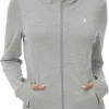 Womens UPF 50+ Sun Protection Hoodie Jackets Light Weight Long Sleeve Shirts Hiking Outdoor Full Zip Tops