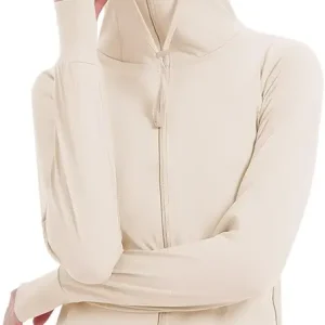 Women's UPF 50+ Sun Protection Jacket Lightweight Cooling Long Sleeve Sun Shirt with Hoodie Brim for Outdoor Hiking