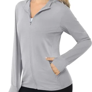 Women's UPF 50+ Sun Protection Jacket Long Sleeve Zip Up Cooling Lightweight Hoodie Hiking Shirt