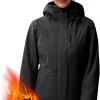 Women's Waterproof Ski Snow Jacket Fleece Lined Warm Winter Rain Jacket with Hood Fully Taped Seams