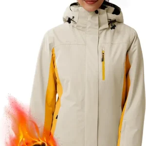 Women's Waterproof Ski Snow Jacket Fleece Lined Warm Winter Rain Jacket with Hood Fully Taped Seams