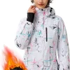 Women's Waterproof Ski Snow Jacket Fleece Lined Warm Winter Rain Jacket with Hood Fully Taped Seams
