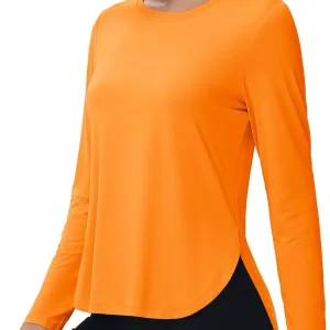 Women's Workout Running Long Sleeve Top Athletic Hiking Sun Shirt Active Dry Fit Lightweight T Shirt UPF 80+