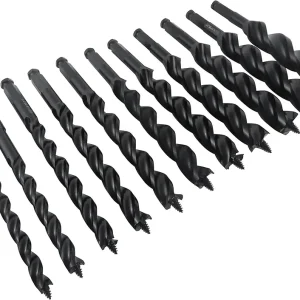 WoodOwl 11 Piece Set with Sizes 3/8" to 1" by 1/8ths x 7-1/2� Long Ultra Smooth Tri Cut Auger Hand Brace Boring Bit PTEE coated 09703 to 09713x1/8